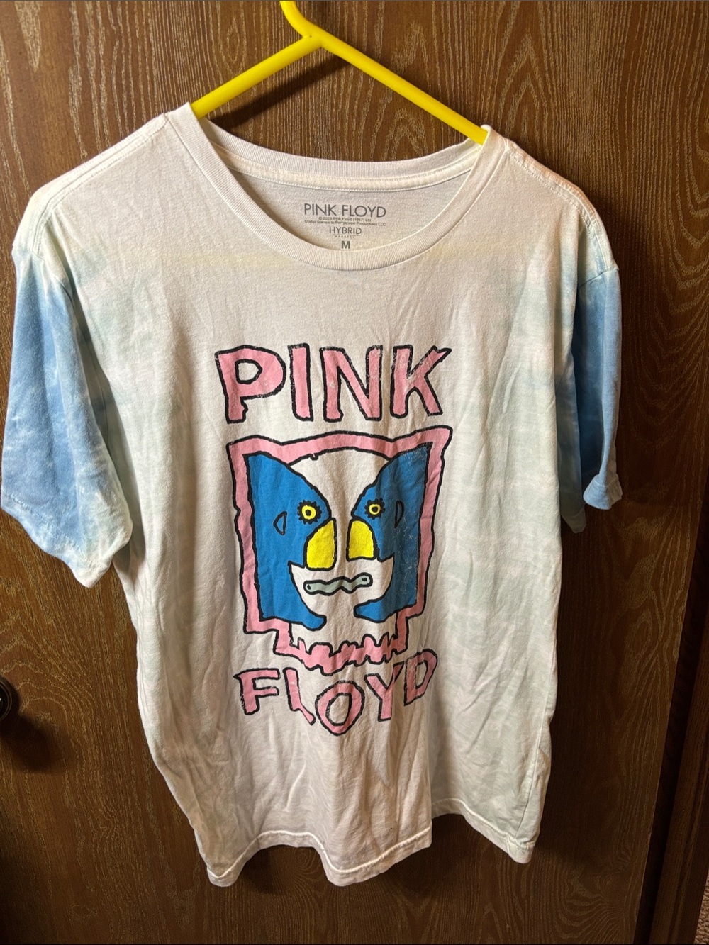Pink Floyd White Tee with Blue, Pink & Yellow Graphic